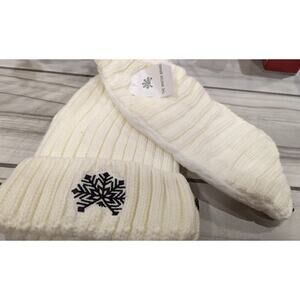 NWT Winter Knitted Hat & Mask White with Snowflake